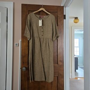 Pyne & Smith Honey Stripe Linen Dress No12 XL